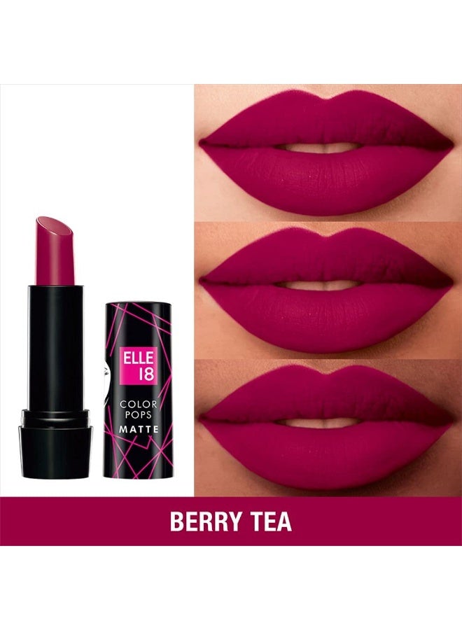 إل 18 أحمر شفاه Elle 18 Color Pop Matte Lip Color، P23، وردي غامق، 4.3 غرام، وأحمر شفاه Elle 8 Berry Tea (مات) 4.3 غرام - Image 3